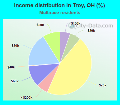 Income distribution in Troy, OH (%)