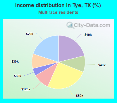 Income distribution in Tye, TX (%)