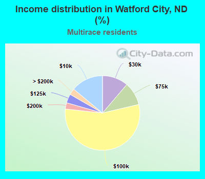Income distribution in Watford City, ND (%)