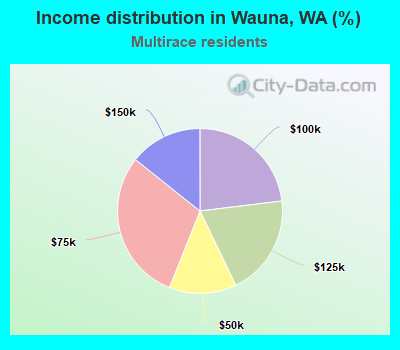 Income distribution in Wauna, WA (%)