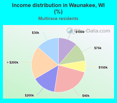 Income distribution in Waunakee, WI (%)