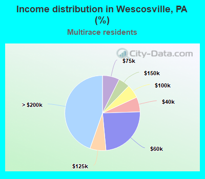 Income distribution in Wescosville, PA (%)