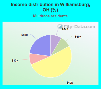 Income distribution in Williamsburg, OH (%)