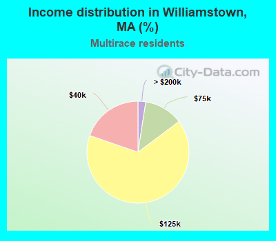 Income distribution in Williamstown, MA (%)