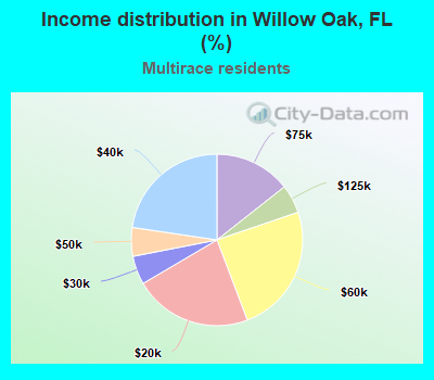 Income distribution in Willow Oak, FL (%)