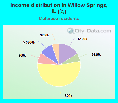 Income distribution in Willow Springs, IL (%)