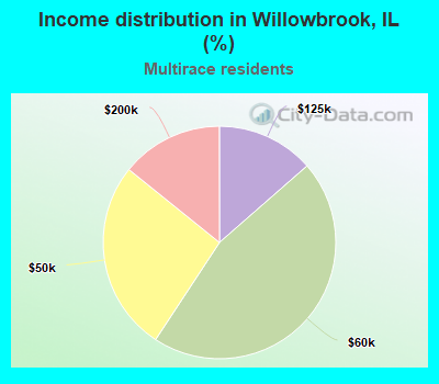 Income distribution in Willowbrook, IL (%)
