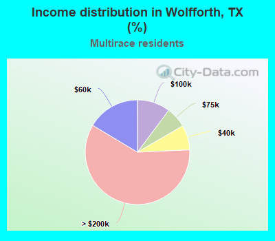 Income distribution in Wolfforth, TX (%)
