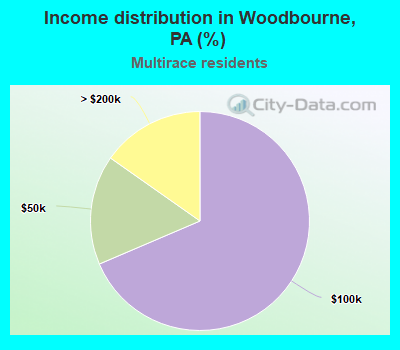 Income distribution in Woodbourne, PA (%)