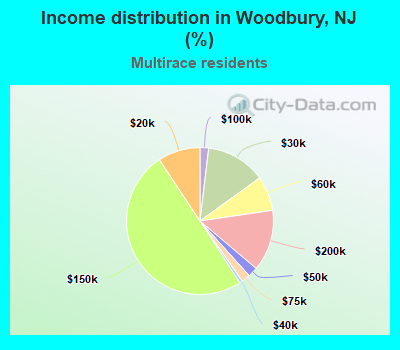 Income distribution in Woodbury, NJ (%)