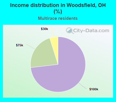 Income distribution in Woodsfield, OH (%)