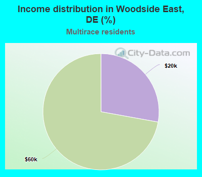 Income distribution in Woodside East, DE (%)