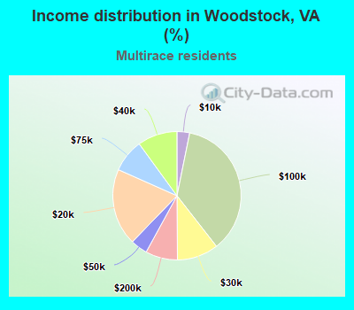 Income distribution in Woodstock, VA (%)