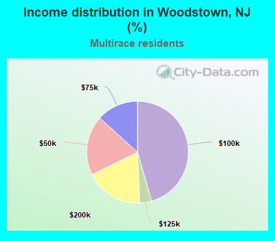Income distribution in Woodstown, NJ (%)