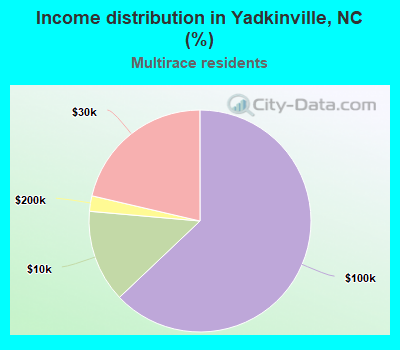 Income distribution in Yadkinville, NC (%)