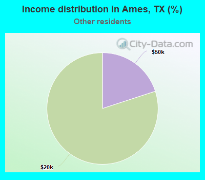 Income distribution in Ames, TX (%)