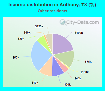 Income distribution in Anthony, TX (%)