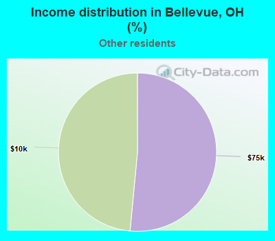 Income distribution in Bellevue, OH (%)