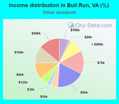 Income distribution in Bull Run, VA (%)
