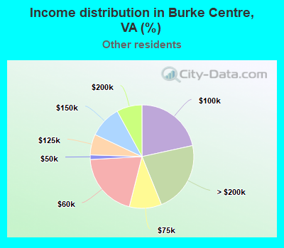 Income distribution in Burke Centre, VA (%)