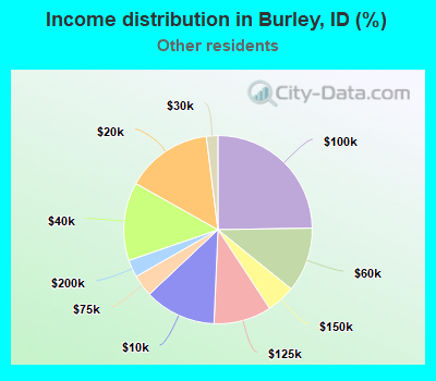 Income distribution in Burley, ID (%)