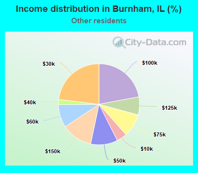 Income distribution in Burnham, IL (%)