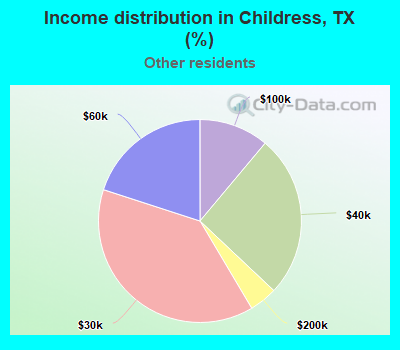 Income distribution in Childress, TX (%)