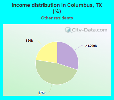 Income distribution in Columbus, TX (%)
