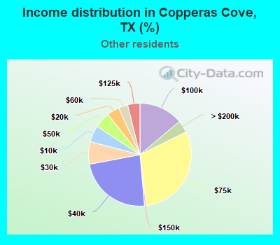 Income distribution in Copperas Cove, TX (%)