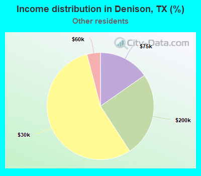 Income distribution in Denison, TX (%)