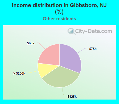 Income distribution in Gibbsboro, NJ (%)