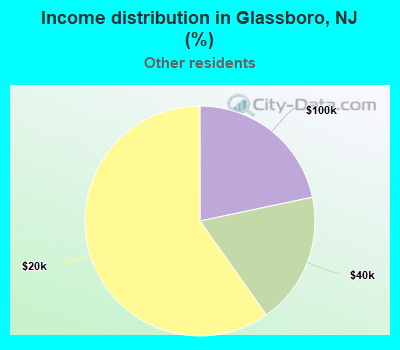 Income distribution in Glassboro, NJ (%)