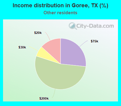 Income distribution in Goree, TX (%)