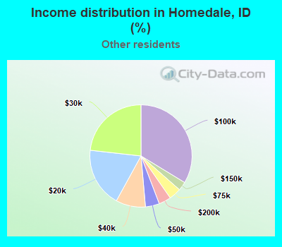 Income distribution in Homedale, ID (%)