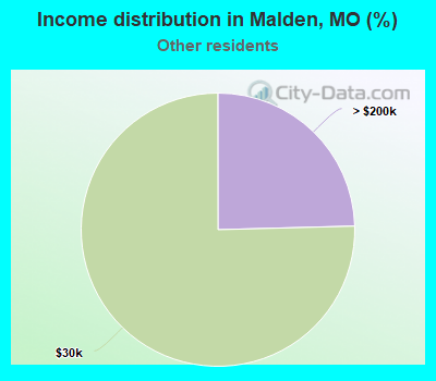 Income distribution in Malden, MO (%)
