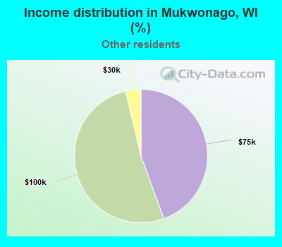 Income distribution in Mukwonago, WI (%)