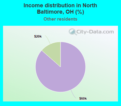 Income distribution in North Baltimore, OH (%)