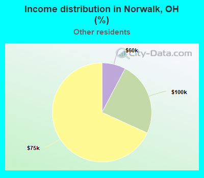 Income distribution in Norwalk, OH (%)