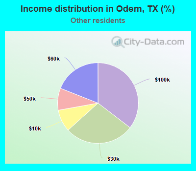 Income distribution in Odem, TX (%)