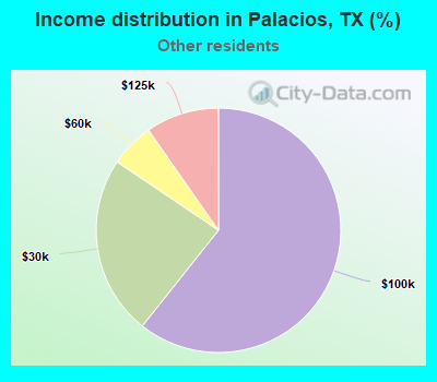 Income distribution in Palacios, TX (%)