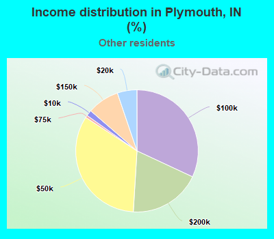 Income distribution in Plymouth, IN (%)