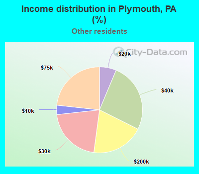 Income distribution in Plymouth, PA (%)