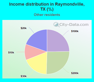Income distribution in Raymondville, TX (%)