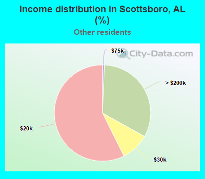 Income distribution in Scottsboro, AL (%)