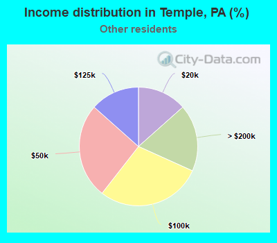 Income distribution in Temple, PA (%)