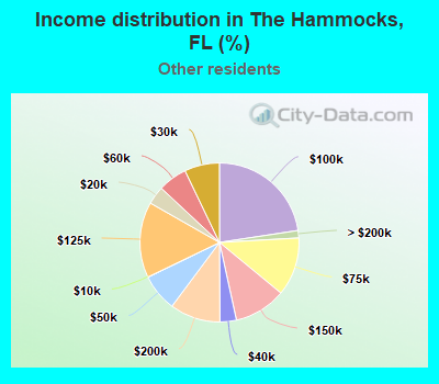 Income distribution in The Hammocks, FL (%)