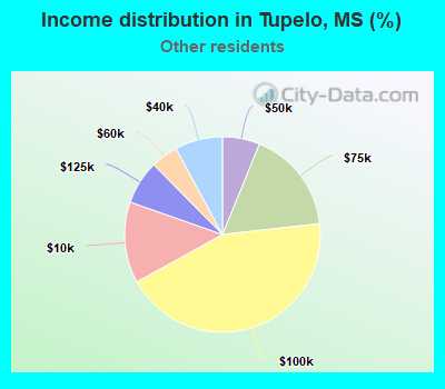 Income distribution in Tupelo, MS (%)