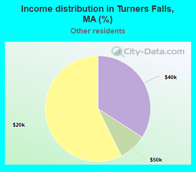 Income distribution in Turners Falls, MA (%)