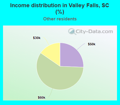 Income distribution in Valley Falls, SC (%)