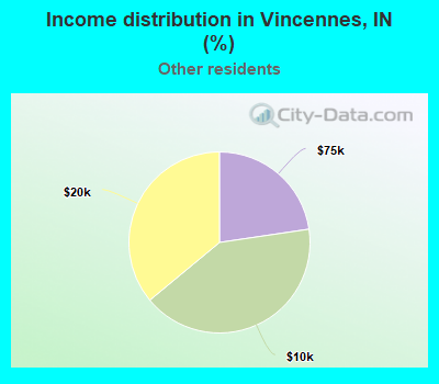 Income distribution in Vincennes, IN (%)